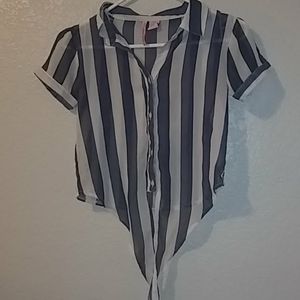 Blue and white striped shirt